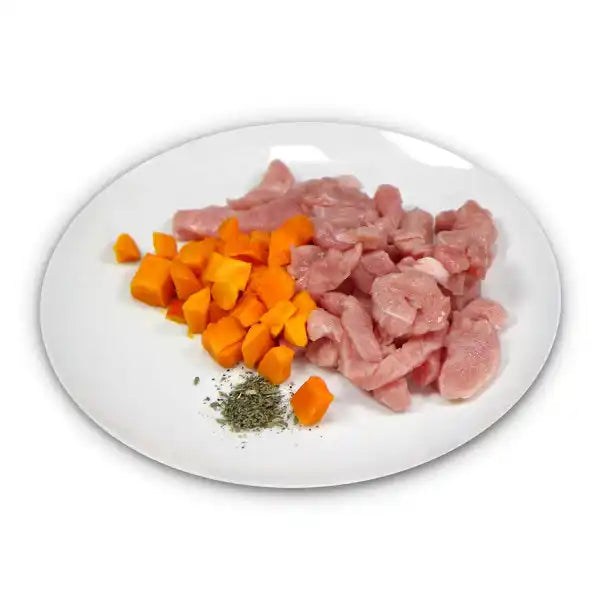 Gute Pute an gedämpftem Kürbis mit Katzenminze 400g