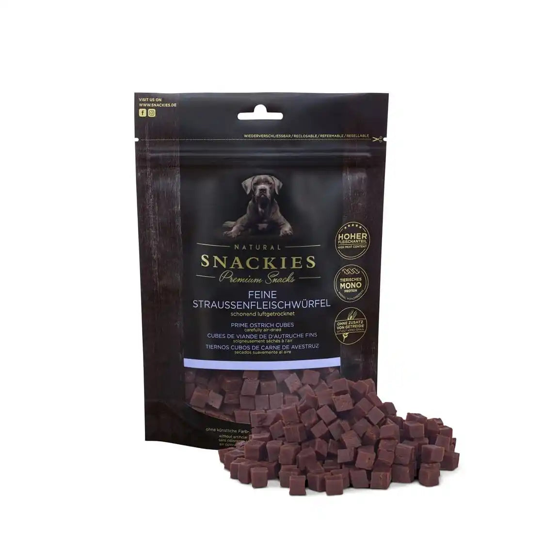 Feine Straussenfleischwürfel 150g